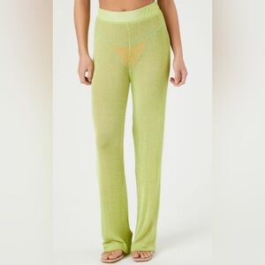 NWT ❤️ Forever 21 Sheer High Rise Straight Pants Stretch Long Large (Size 11)